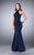 Classy Jeweled Collar Halter Trumpet Evening Gown 24277