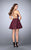 La Femme - 24283 Print Halter Short A-Line Cocktail Dress in Black and Pink
