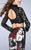 La Femme - Captivating High Neck Laced and Floral Two-piece Mermaid Dress 24285 In Black and Multi-Color and and Floral
