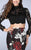La Femme - Captivating High Neck Laced and Floral Two-piece Mermaid Dress 24285 In Black and Multi-Color and and Floral