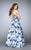 La Femme - Strapless Sweetheart Mikado A-line Dress 24286 in Blue and Print