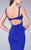 La Femme - Classy Crisscrossed Crop Top Long Evening Gown 24288 In Blue