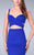 La Femme - Classy Crisscrossed Crop Top Long Evening Gown 24288 In Blue