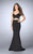 La Femme - Classy Crisscrossed Crop Top Long Evening Gown 24288 In Black