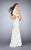 La Femme - Sultry Beaded Lace Cutout Long Mermaid Evening Gown 24294 in White