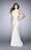 La Femme - Sultry Beaded Lace Cutout Long Mermaid Evening Gown 24294 in White