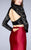 La Femme - Elegant Long Sleeve High Neck Laced Two-piece Mermaid Dress 24302 In Red and Black