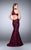 La Femme - Chic High Neck Laced Mermaid Dress 24303 in Red
