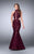 La Femme - Chic High Neck Laced Mermaid Dress 24303 in Red