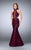 La Femme - Chic High Neck Laced Mermaid Dress 24303 in Red