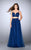 La Femme - Sparkling Sleeveless V-neck Two-piece A-line Dress 24304 in Blue
