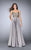 La Femme - Posh Embellished Sweetheart A-Line Long Evening Gown 24305 In Gray