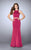 La Femme - Two-Piece Svelte Jersey Long Sheath Evening Gown 24310 in Red
