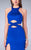 La Femme - Halter Neck with Cutout Back and Midriff Neoprene Prom Dress 24312 in Blue