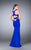 La Femme - Halter Neck Neoprene Dress in Blue