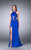 La Femme - Halter Neck with Cutout Back and Midriff Neoprene Prom Dress 24312 in Blue
