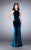 La Femme - Glamorous Sleeveless High Neck Velvet Dress 24316 in Green