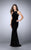 La Femme - Glamorous Sleeveless High Neck Velvet Dress 24316 in Black