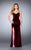 La Femme - Lustrous Velvet Long Sheath Evening Gown 24317 in Red