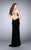 La Femme - Lustrous Velvet Long Sheath Evening Gown 24317 in Black