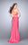 La Femme - Stunning Sleeveless Halter Neck Two-piece Dress 24324 in Pink
