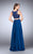 La Femme - Stunning Interweaved Drape Long Evening Gown 24340 in Blue
