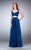 La Femme - Stunning Interweaved Drape Long Evening Gown 24340 in Blue
