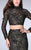 La Femme - Sheer Lace Illusion Long Sleeves Mermaid Evening Gown 24342 In Black and Gold