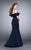 La Femme - Ruffled Off-Shoulder Mermaid Long Evening Gown 24344 In Blue