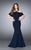 La Femme - Ruffled Off-Shoulder Mermaid Long Evening Gown 24344 In Blue