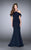 La Femme - Ruffled Off-Shoulder Mermaid Long Evening Gown 24344 In Blue