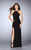 La Femme - Strappy Back Halter Jersey Prom Dress 24351 in Black