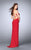 La Femme - Strappy Back Halter Jersey Prom Dress 24351 in Red