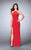La Femme - Strappy Back Halter Jersey Prom Dress 24351 in Red