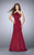 La Femme - Crystal Beaded Halter Style Prom Dress 24352 in Red