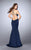 La Femme - Crystal Beaded Halter Style Prom Dress 24352 in Blue