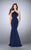 La Femme - Crystal Beaded Halter Style Prom Dress 24352 in Blue