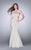 La Femme - Crystal Beaded Halter Style Prom Dress 24352 in Neutral
