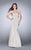 La Femme - Crystal Beaded Halter Style Prom Dress 24352 in Neutral