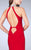 La Femme - Sultry Sleeveless Beaded High Neck Jersey Dress 24353 in Red