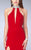 La Femme - Sultry Sleeveless Beaded High Neck Jersey Dress 24353 in Red