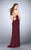 La Femme - Daring Sleeveless V-neck Jersey Dress 24355 in Red