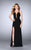 La Femme - Daring Sleeveless V-neck Jersey Dress 24355 in Black