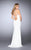 La Femme - Daring Sleeveless V-neck Jersey Dress 24355 in White