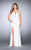 La Femme - Daring Sleeveless V-neck Jersey Dress 24355 in White