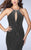 La Femme - Flawless Sleeveless High Neck Sparkling Jersey Dress 24358 in Black