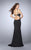 La Femme - Flawless Sleeveless High Neck Sparkling Jersey Dress 24358 in Black