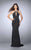 La Femme - Flawless Sleeveless High Neck Sparkling Jersey Dress 24358 in Black