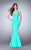 La Femme - Illusion Deep Plunge Cutout Open Back Mermaid Prom Dress 24360 In Green