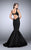 La Femme - Cutout Open Back Mermaid Prom Dress 24361 in Black